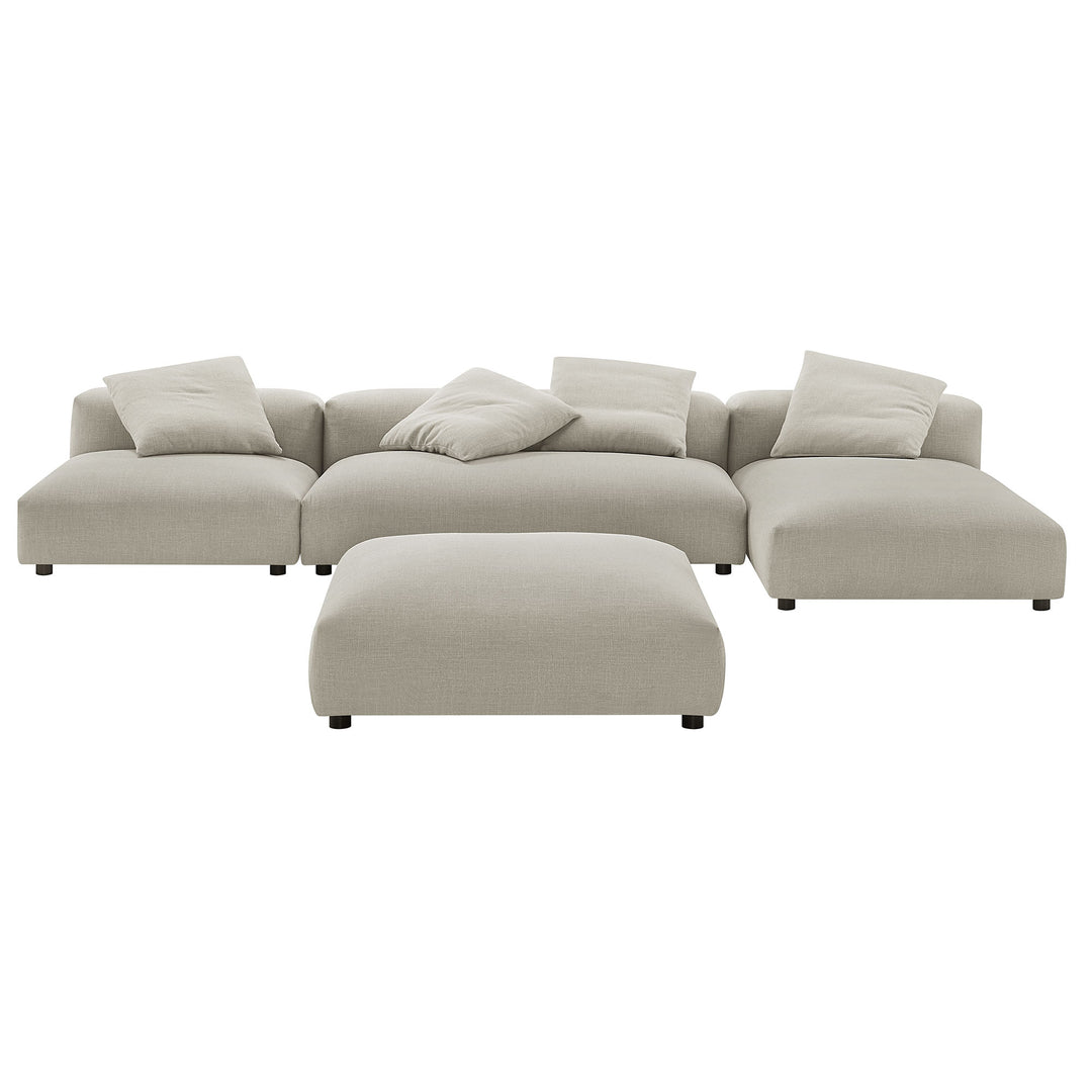 Serenity 4-Piece Modular Upholstered Fabric Sectional Sofa With Ottoman