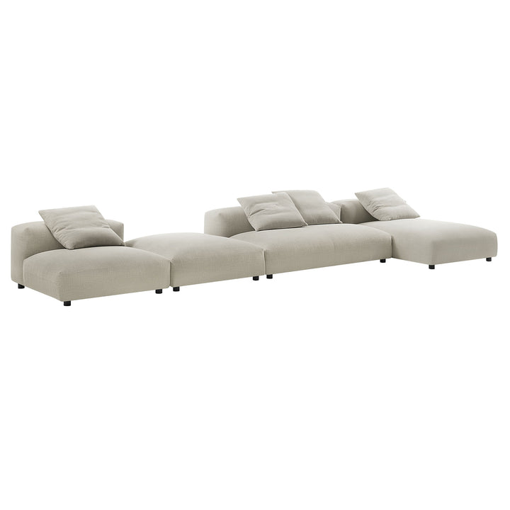 Serenity 4-Piece Modular Upholstered Fabric Sectional Sofa With Ottoman