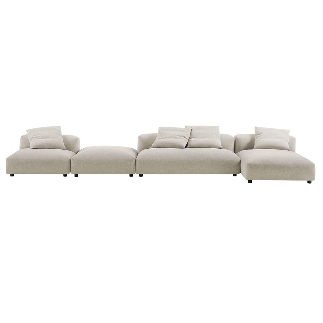 Serenity 4-Piece Modular Upholstered Fabric Sectional Sofa With Ottoman