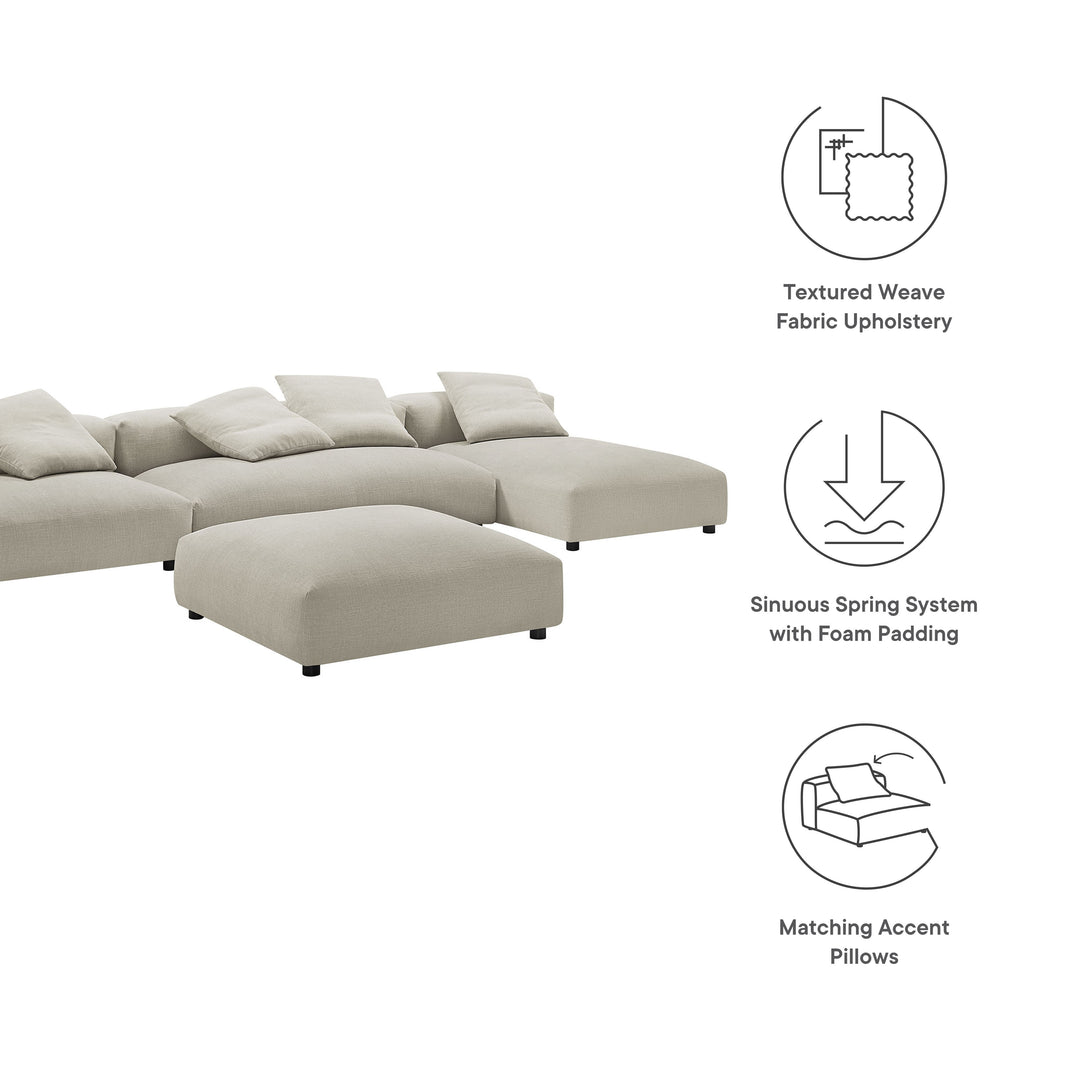 Serenity 4-Piece Modular Upholstered Fabric Sectional Sofa With Ottoman