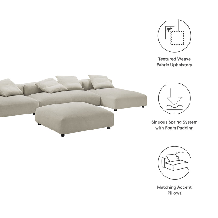 Serenity 4-Piece Modular Upholstered Fabric Sectional Sofa With Ottoman