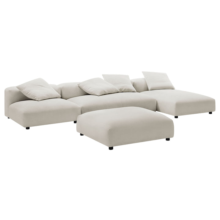 Serenity 4-Piece Modular Upholstered Fabric Sectional Sofa With Ottoman