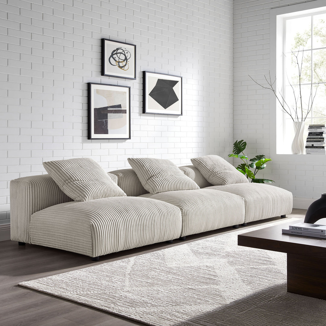 Serenity 3-Piece Modular Corduroy Upholstered Sofa