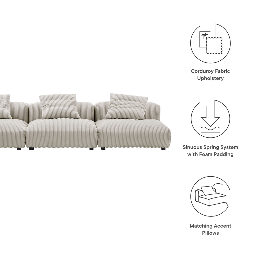 Serenity 3-Piece Modular Corduroy Upholstered Sofa