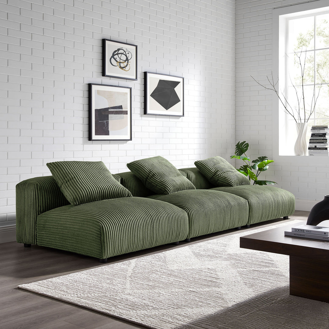 Serenity 3-Piece Modular Corduroy Upholstered Sofa