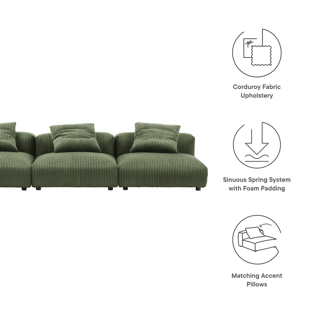 Serenity 3-Piece Modular Corduroy Upholstered Sofa