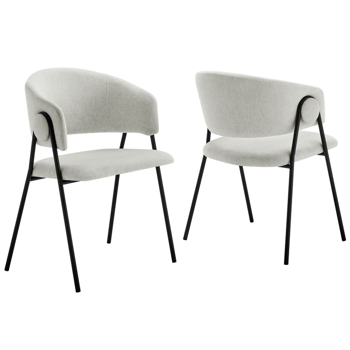 Nella Neutral Chenille Dining Chairs Set of 2