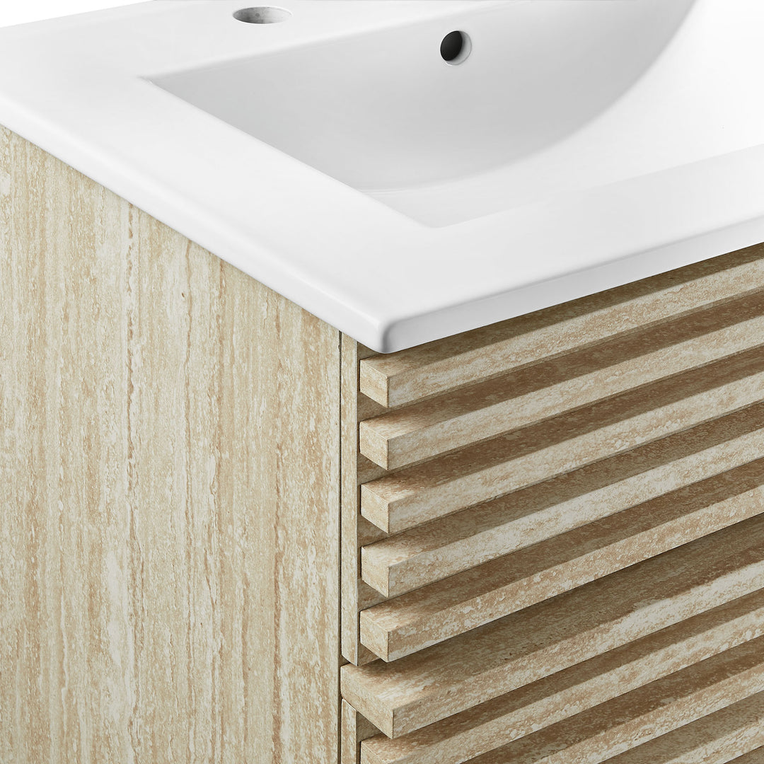 24" Faux Travertine Toilet Topper Vanity