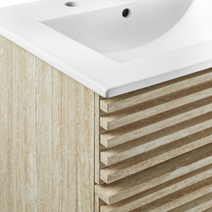 24" Faux Travertine Toilet Topper Vanity