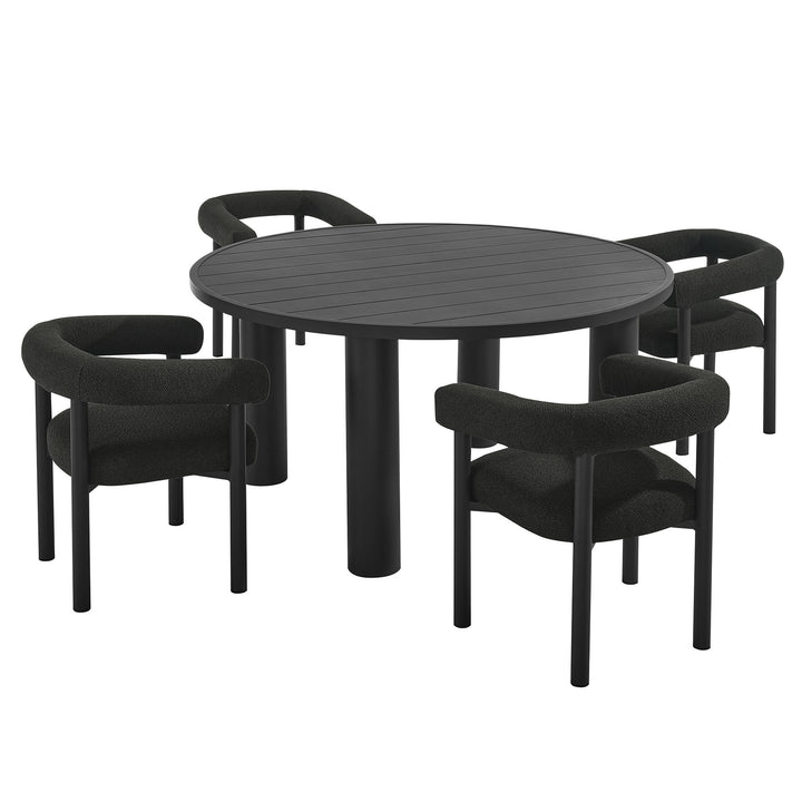 Nova 5-Piece Round Outdoor Patio Aluminum Dining Table and Chairs Set