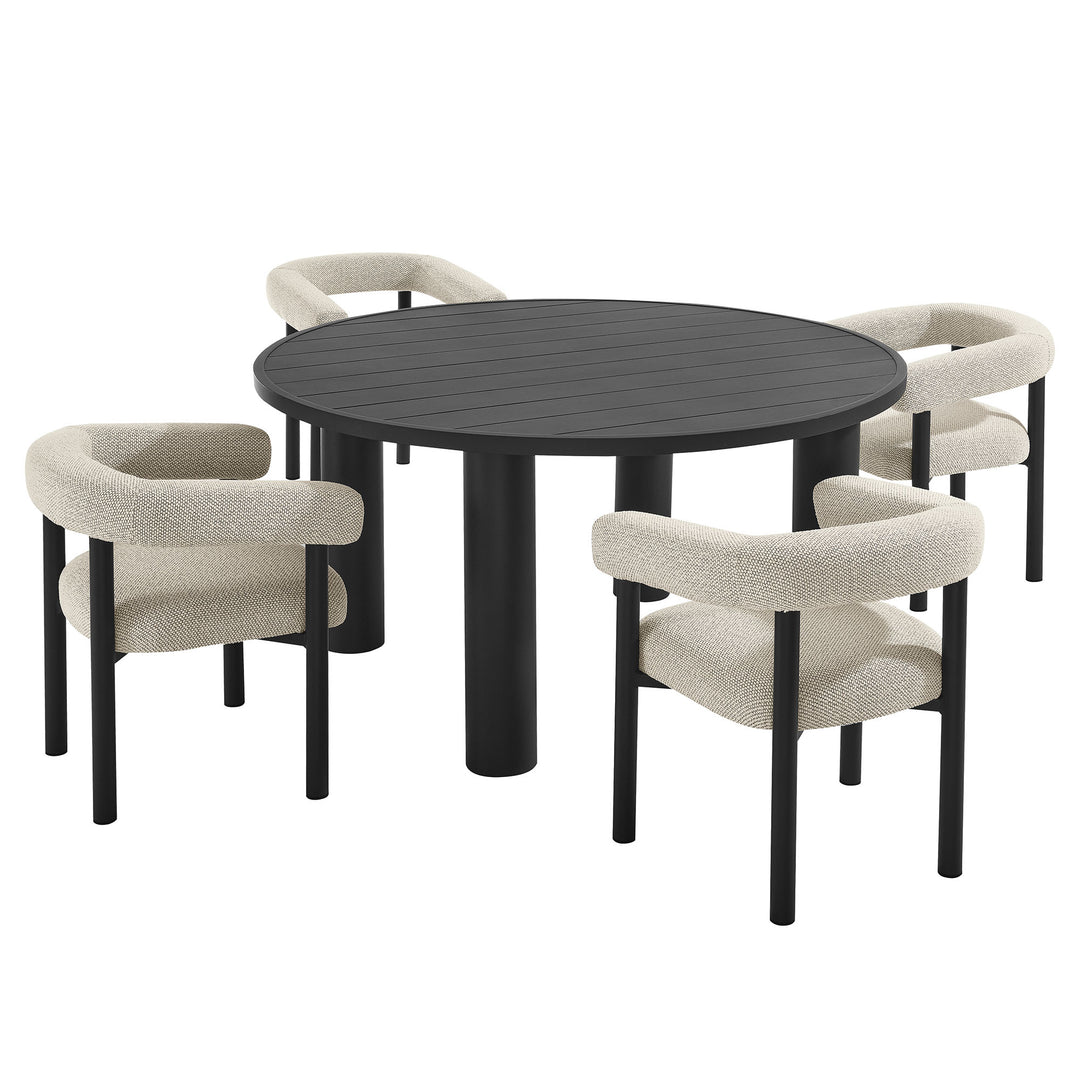 Nova 5-Piece Round Outdoor Patio Aluminum Dining Table and Chairs Set