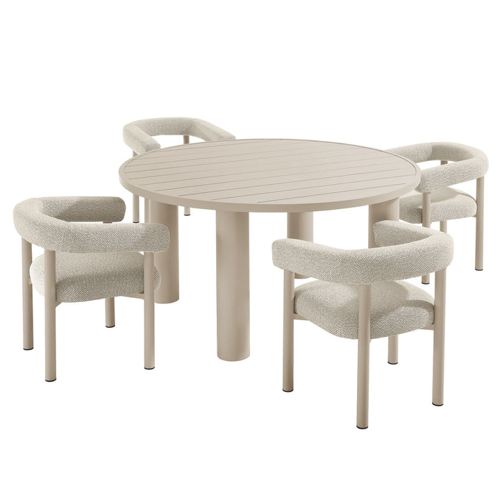 Nova 5-Piece Round Outdoor Patio Aluminum Dining Table and Chairs Set