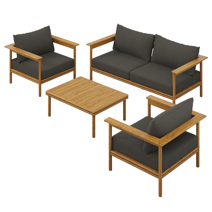 Walden 4-Piece Outdoor Patio Teak Wood Furniture Set