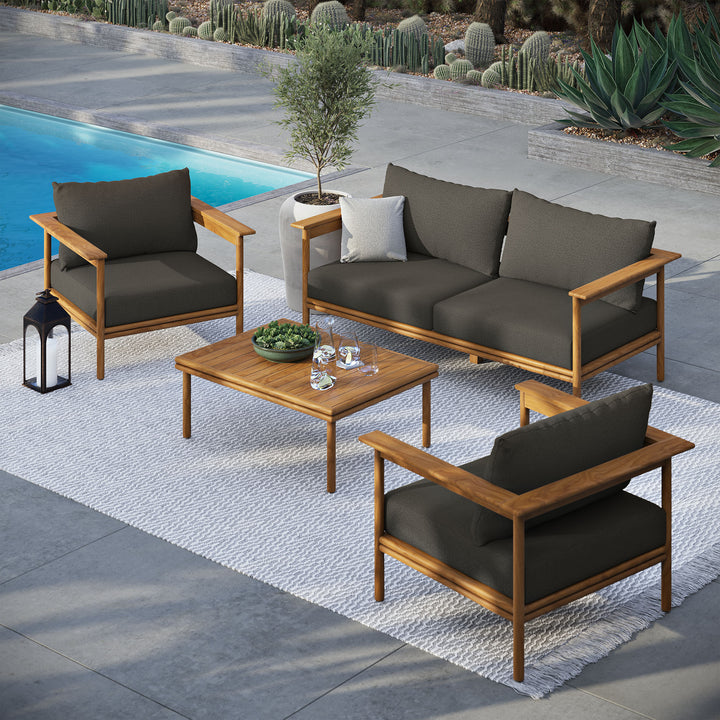 Walden 4-Piece Outdoor Patio Teak Wood Furniture Set