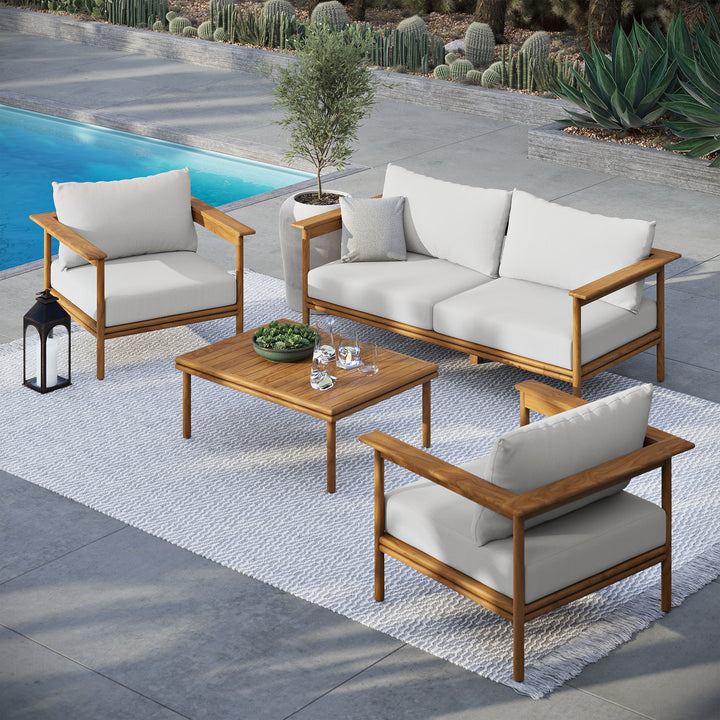 Walden 4-Piece Outdoor Patio Teak Wood Furniture Set