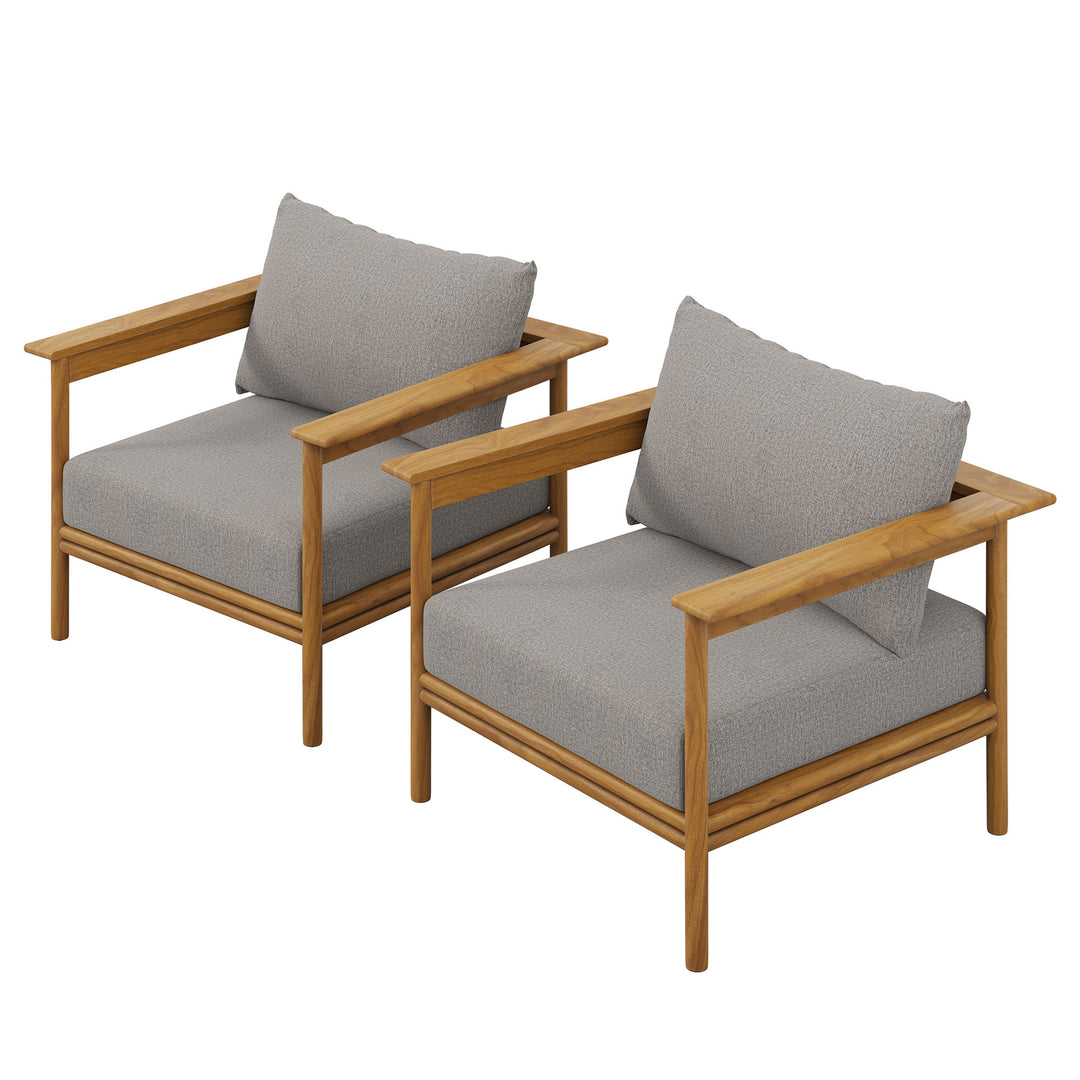 Willow Outdoor Patio Teak Wood Armchair Set of 2