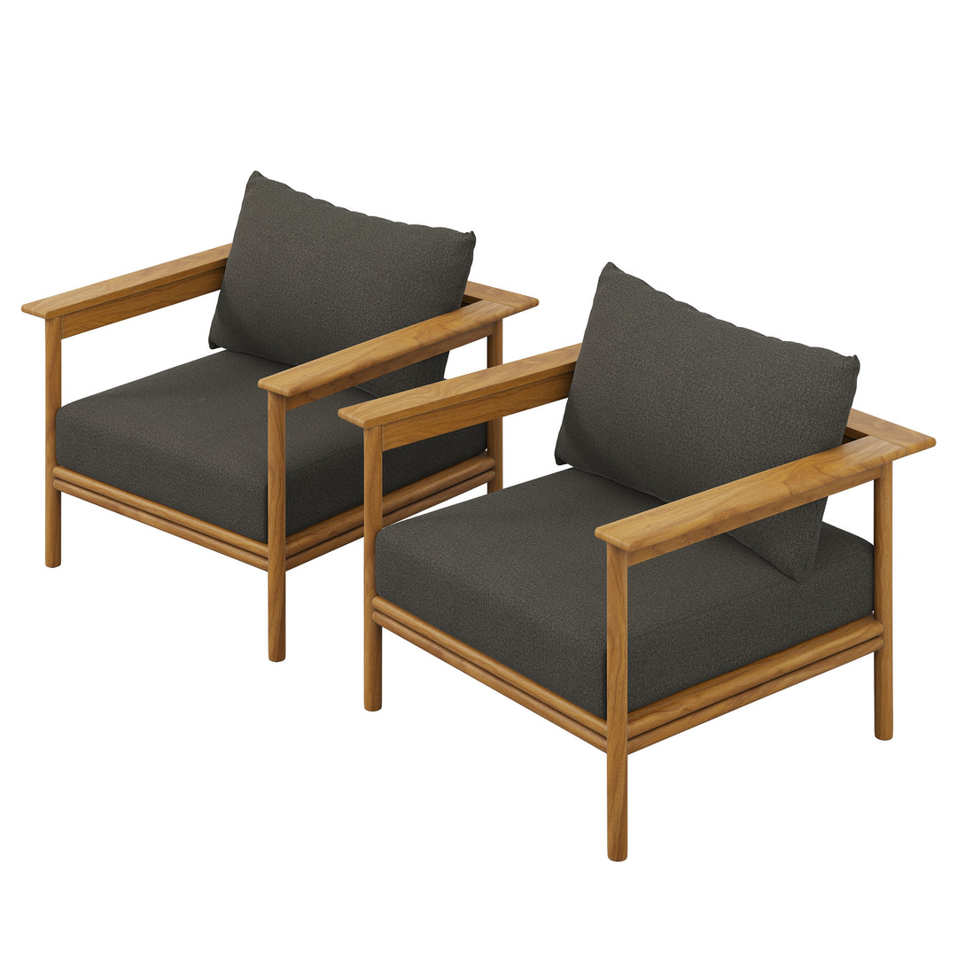 Willow Outdoor Patio Teak Wood Armchair Set of 2