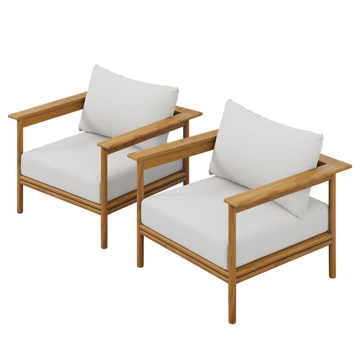 Willow Outdoor Patio Teak Wood Armchair Set of 2