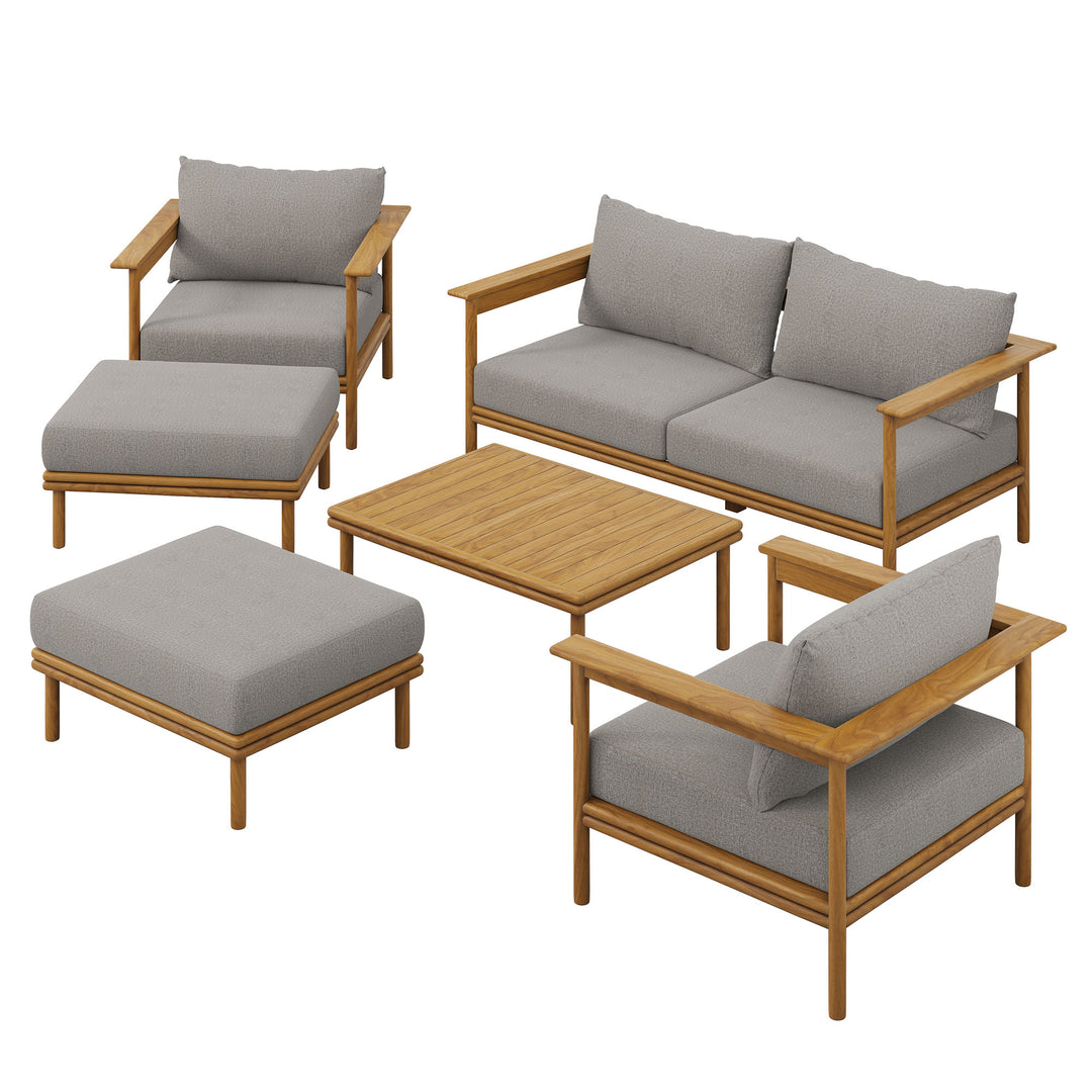 Willow 6-Piece Outdoor Patio Teak Wood Furniture Set