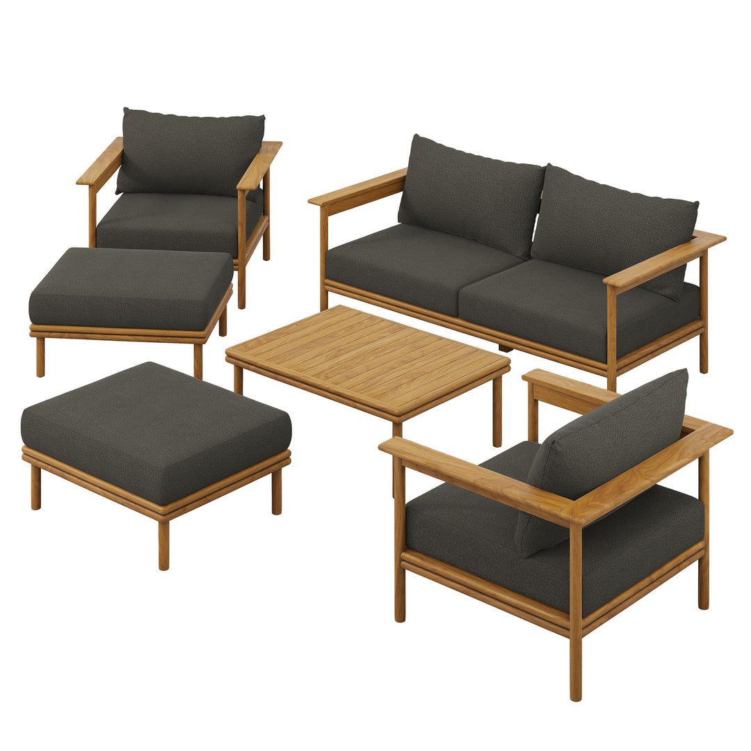 Willow 6-Piece Outdoor Patio Teak Wood Furniture Set