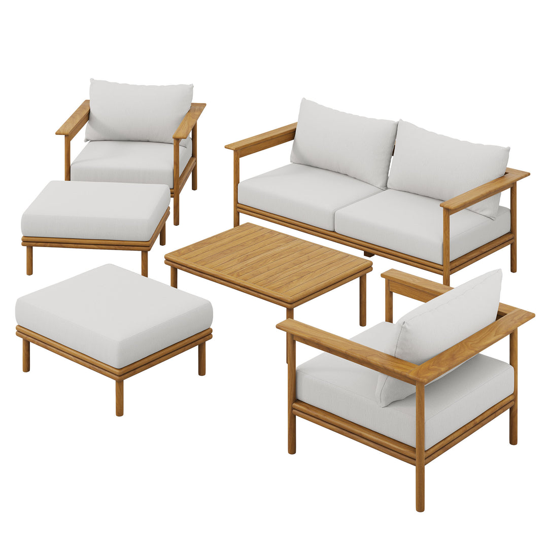 Willow 6-Piece Outdoor Patio Teak Wood Furniture Set