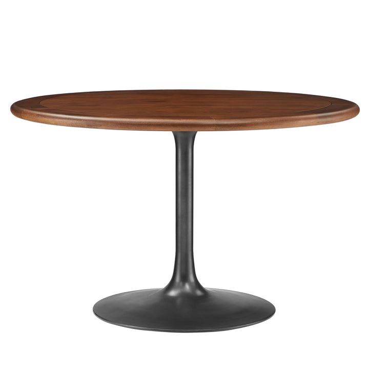 Luna 48" Round Pedestal Solid Wood and Metal Dining Table