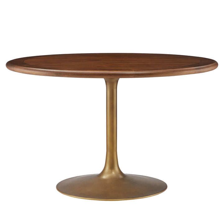 Luna 48" Round Pedestal Solid Wood and Metal Dining Table