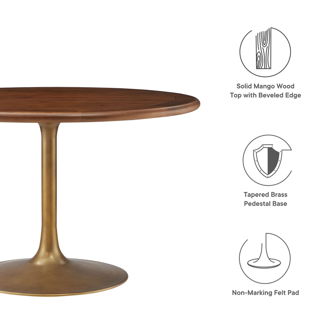 Nalita 48" Round Dining Table - Brass/Walnut