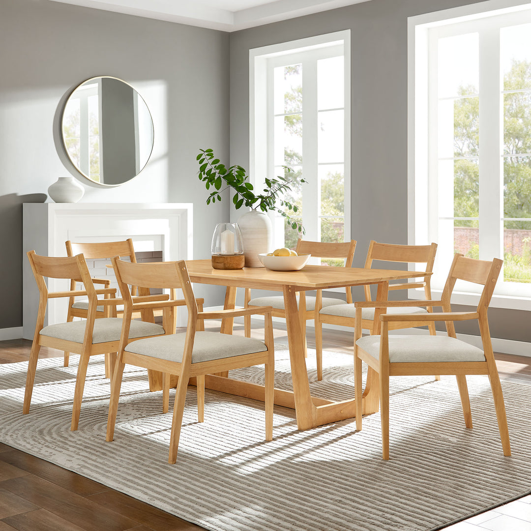 Sterling 7-Piece Solid Dining Set with Fabric Upholstered Armchairs