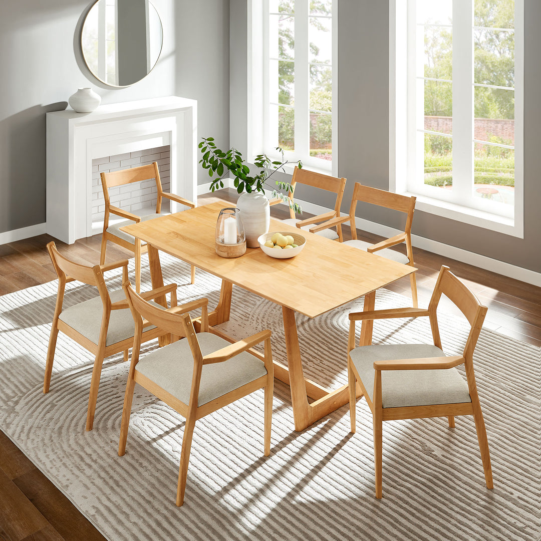 Sterling 7-Piece Solid Dining Set with Fabric Upholstered Armchairs