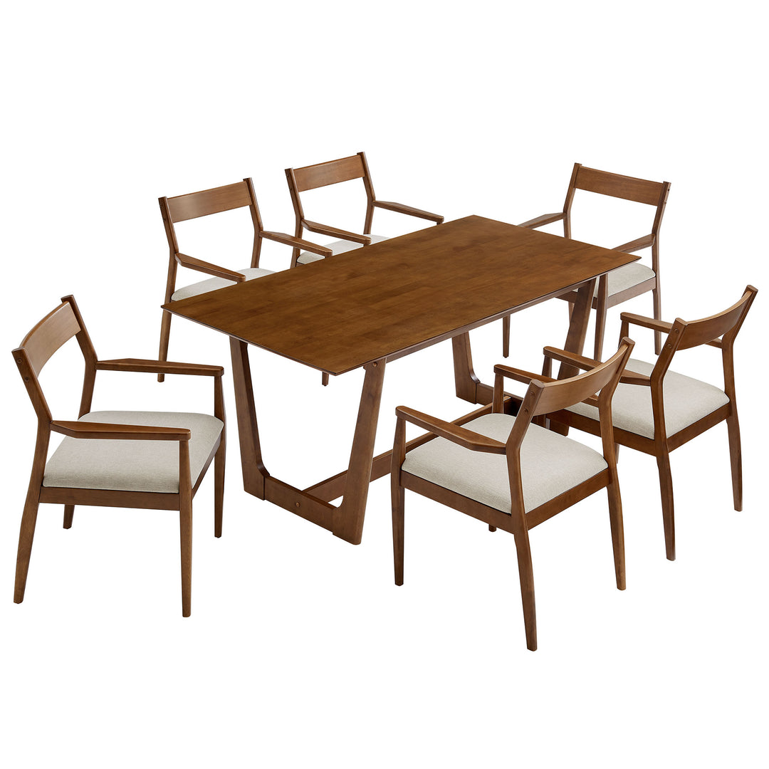 Sterling 7-Piece Solid Dining Set with Fabric Upholstered Armchairs