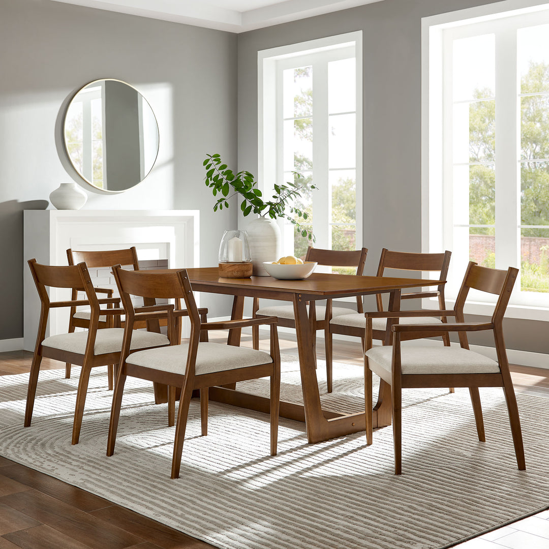 Sterling 7-Piece Solid Dining Set with Fabric Upholstered Armchairs