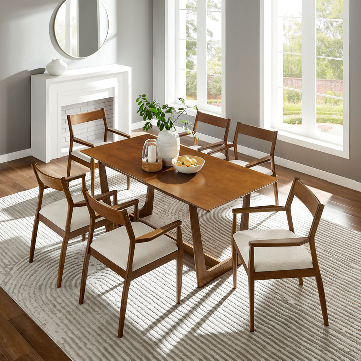 Sterling 7-Piece Solid Dining Set with Fabric Upholstered Armchairs