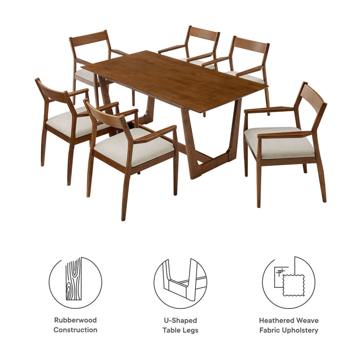 Sterling 7-Piece Solid Dining Set with Fabric Upholstered Armchairs