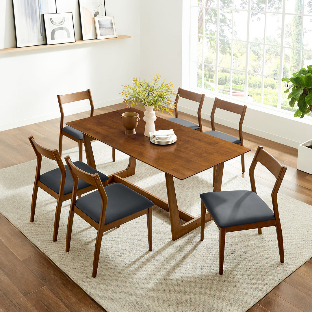 Sheridan 7-Piece Solid Dining Set with Vegan Leather Side Seats