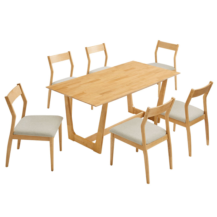 Summit 7-Piece Wood Dining Set with Fabric Upholstered Side Chairs