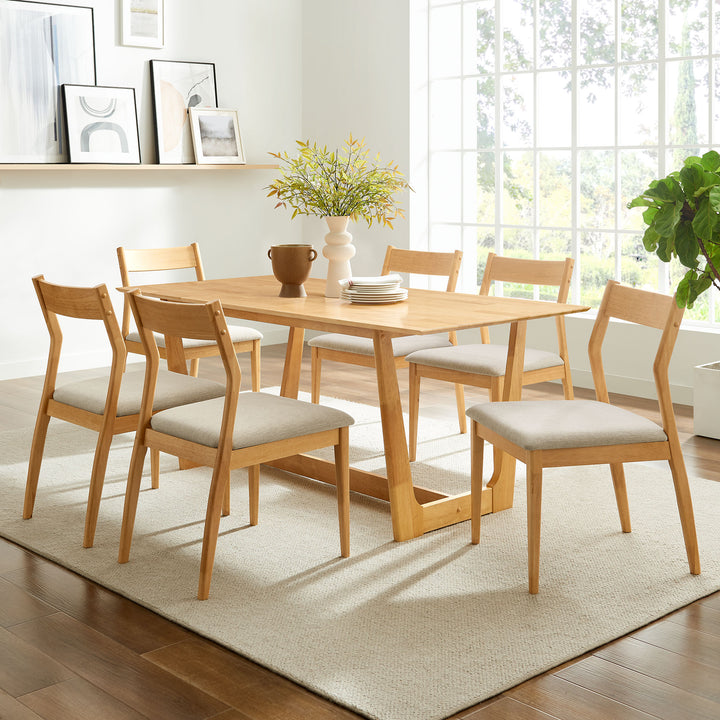 Summit 7-Piece Wood Dining Set with Fabric Upholstered Side Chairs