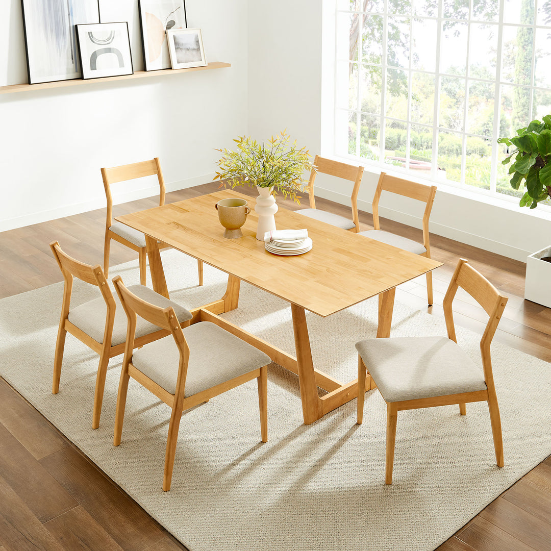 Summit 7-Piece Wood Dining Set with Fabric Upholstered Side Chairs