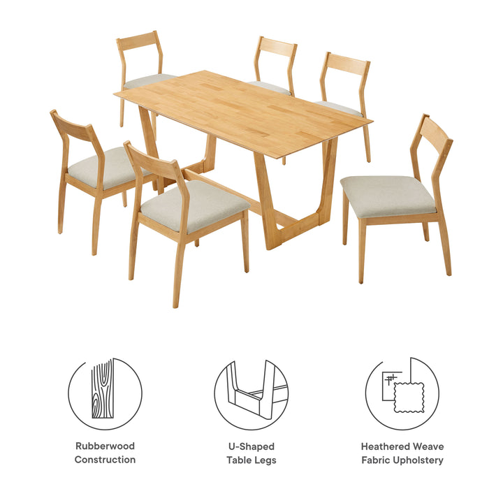 Summit 7-Piece Wood Dining Set with Fabric Upholstered Side Chairs