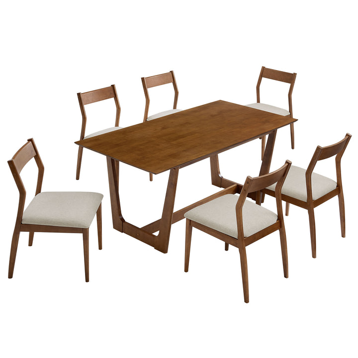 Summit 7-Piece Wood Dining Set with Fabric Upholstered Side Chairs