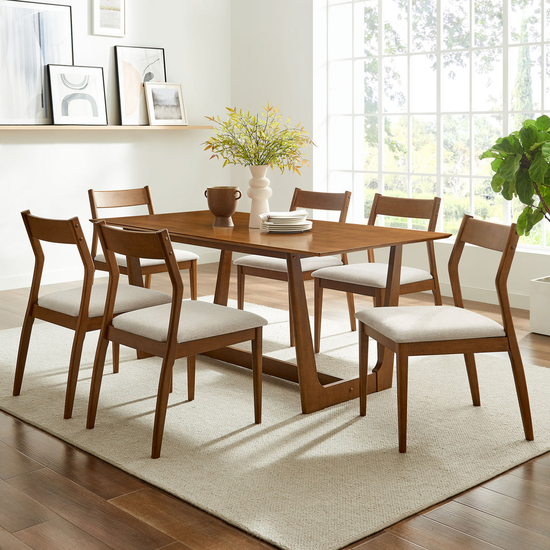 Summit 7-Piece Wood Dining Set with Fabric Upholstered Side Chairs