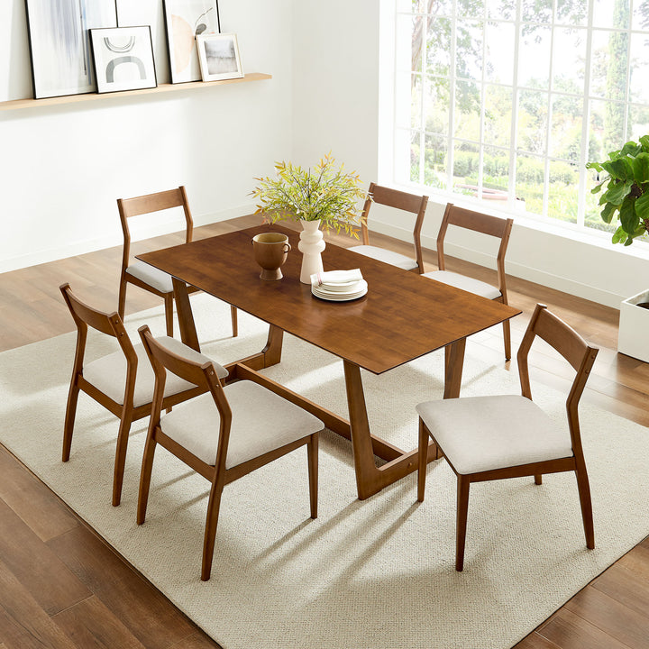 Summit 7-Piece Wood Dining Set with Fabric Upholstered Side Chairs