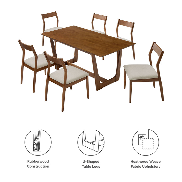 Summit 7-Piece Wood Dining Set with Fabric Upholstered Side Chairs