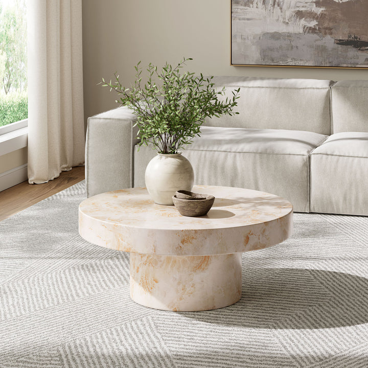 Ariana Indoor - Outdoor Patio Concrete Round Coffee Table