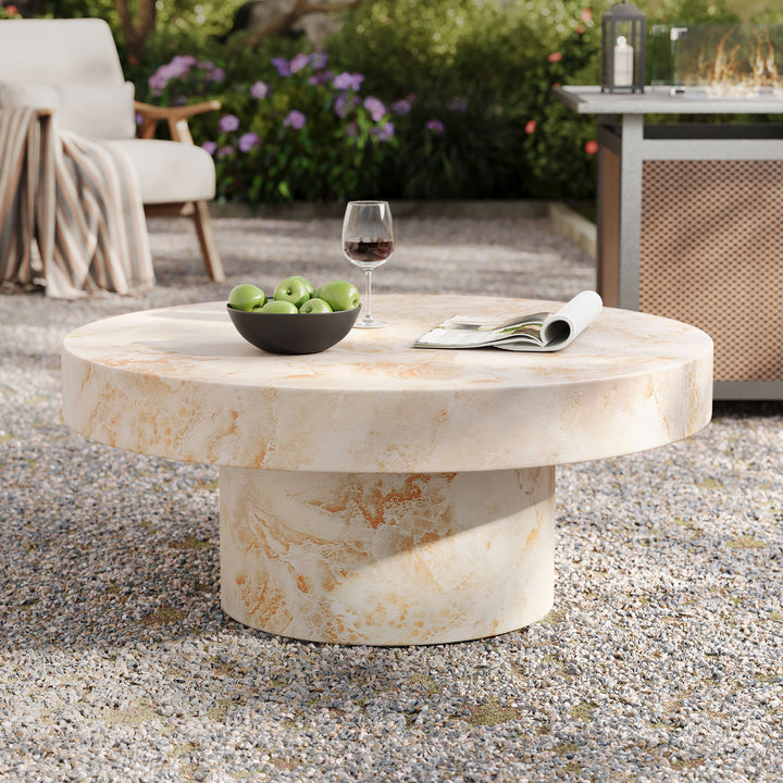 Ariana Indoor - Outdoor Patio Concrete Round Coffee Table