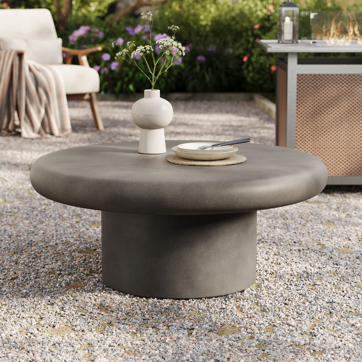 Archer Indoor - Outdoor Patio Concrete Circular Coffee Table