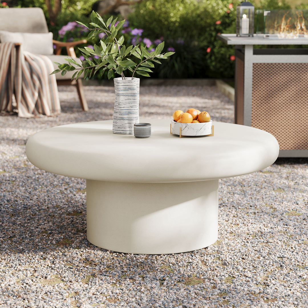 Archer Indoor - Outdoor Patio Concrete Circular Coffee Table