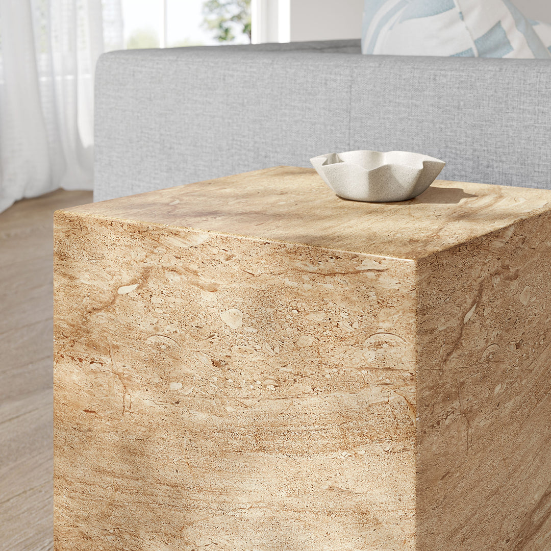 Jordana Square Platform Indoor - Outdoor Patio Concrete Side Table