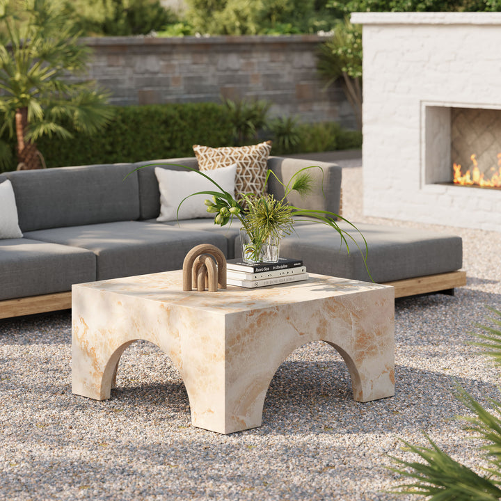 Vista Indoor - Outdoor Patio Arched Concrete Coffee Table