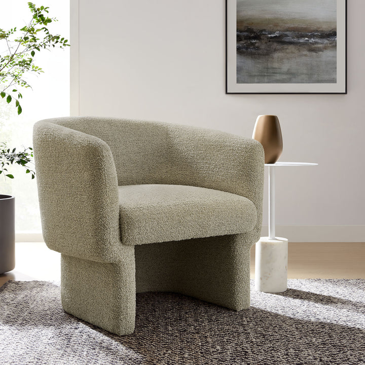 Mellow Boucle Fabric Barrel Accent Chair